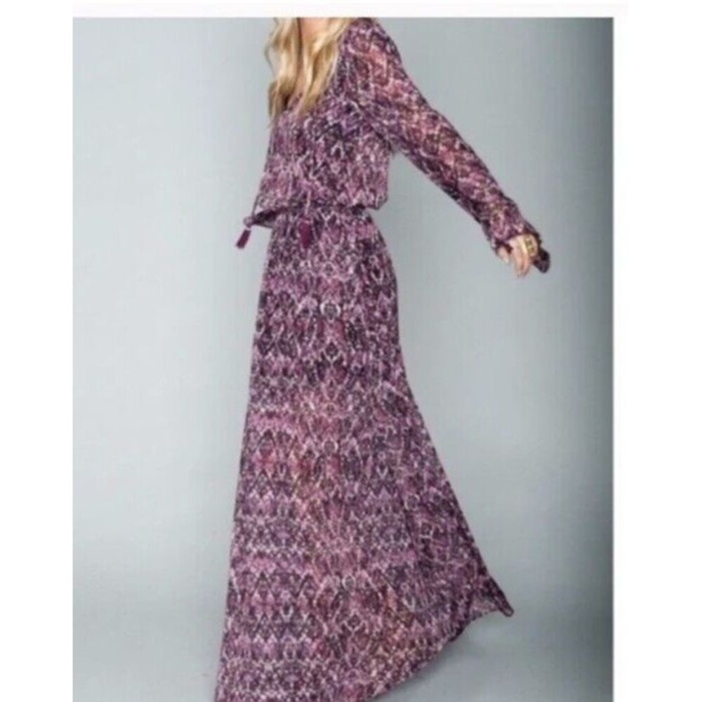 Show Me Your Mumu Maxi Dress XS Purple Juliet Jewel Of Nile Snakeskin